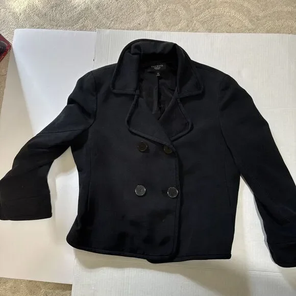 Talbots Women’s Sz 14P Black Blazer Business Causal Cotton/Silk Cropped - Picture 9 of 11